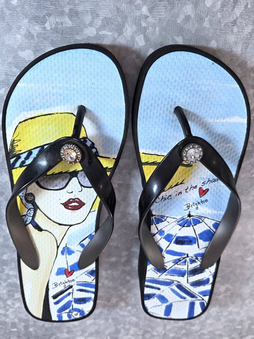 Brighton Platform Flip Flop Sandals with dust bag Size 8